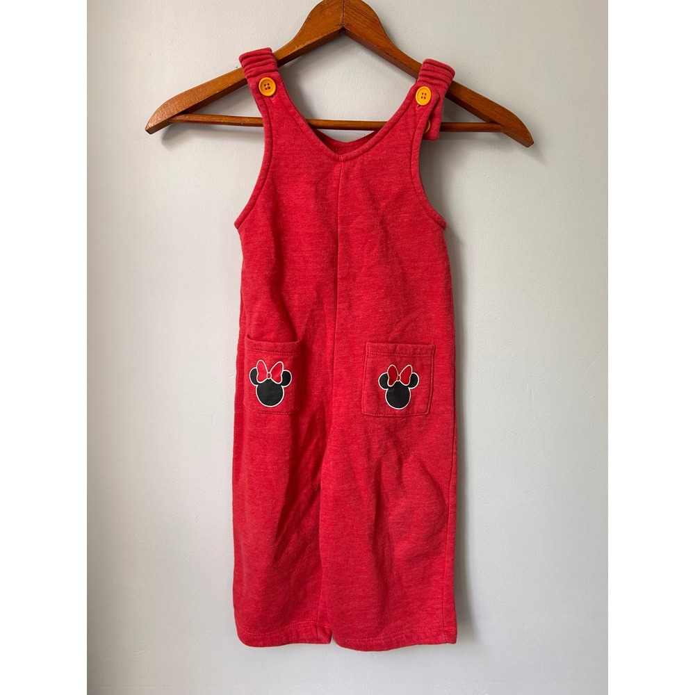 Disney Junior Minnie Mouse Red Sleeveless Jumpsuit Overalls 2T Kids